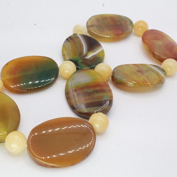 DTR JAY KING YELLOW STRIPES AGATE STONE STRETCH BRACELET - Picture 4 of 5